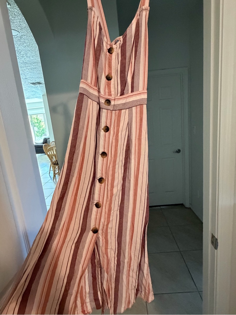 a.n.a Pink and Cream Striped Button-Front Maxi Dress - Picture 4 of 7